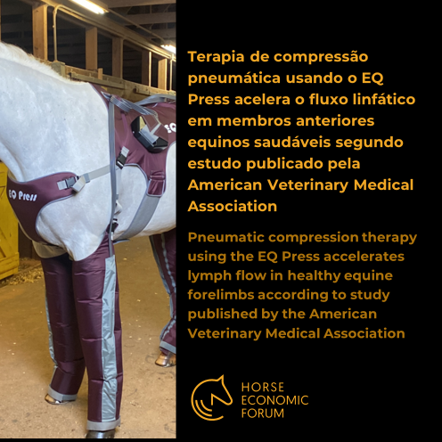 Terapia de compressão pneumática usando o EQ Press acelera o fluxo linfático em membros anteriores equinos saudáveis segundo estudo publicado pela  American Veterinary Medical Association